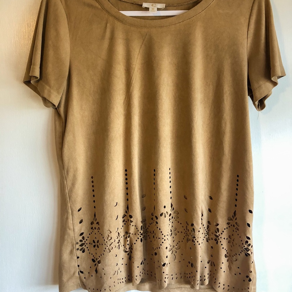 Suede top with detailed bottom